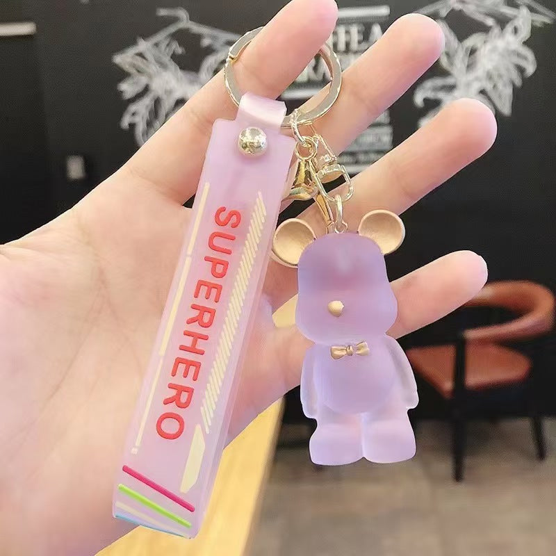 Cute Cartoon Violent Bear Keychains Crystal Bear Pendants Couple-Friendly Car Key Rings & Bag Charms for Men and Women (Wholesale) M.72