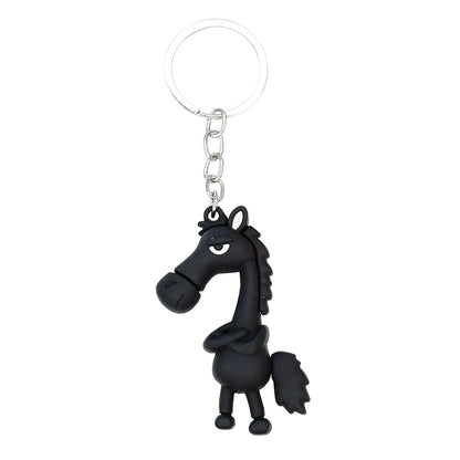 Viral Hit Cool-Styled Horse Keychain 3D Doll Year of the Horse Mascot Charm Car Key Ring Wholesale Gift M.72