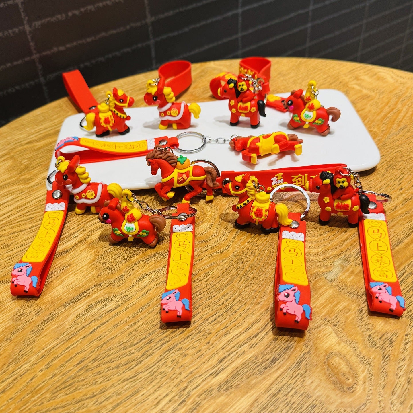 Wholesale of Year of the Horse Keychains Auspicious Fortune Horse Figurines Bag Charms Car Key Rings New Year Souvenirs & Small Gifts M.72