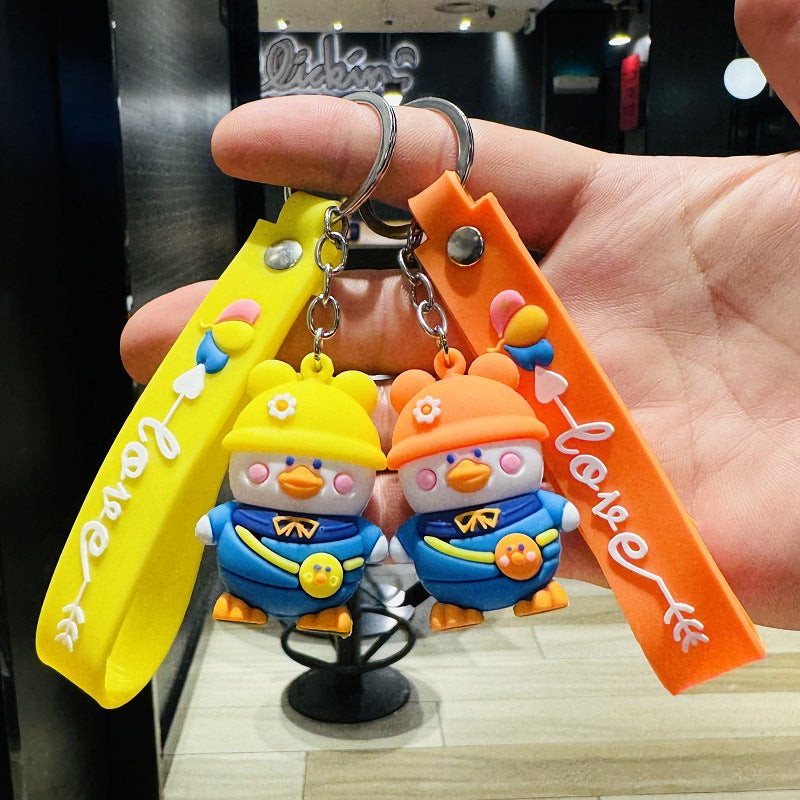 Wholesale of Cartoon Keychains 3D Figurines Duck-Shaped Backpack Charms Small Prizes & Gifts for Kindergarten Children M.72