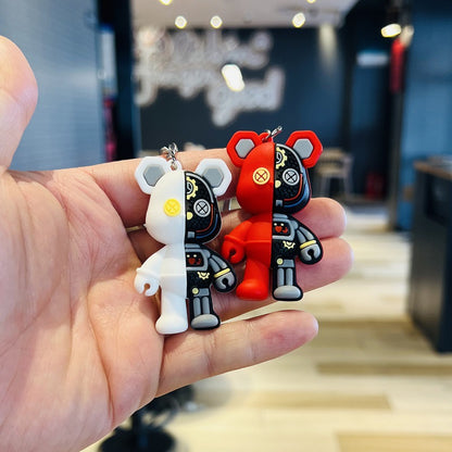 Wholesale of Cartoon Half-Section Mechanical Bear Keychains 3D Violent Bear Backpack Charms Car Key Rings Small Gifts M.72