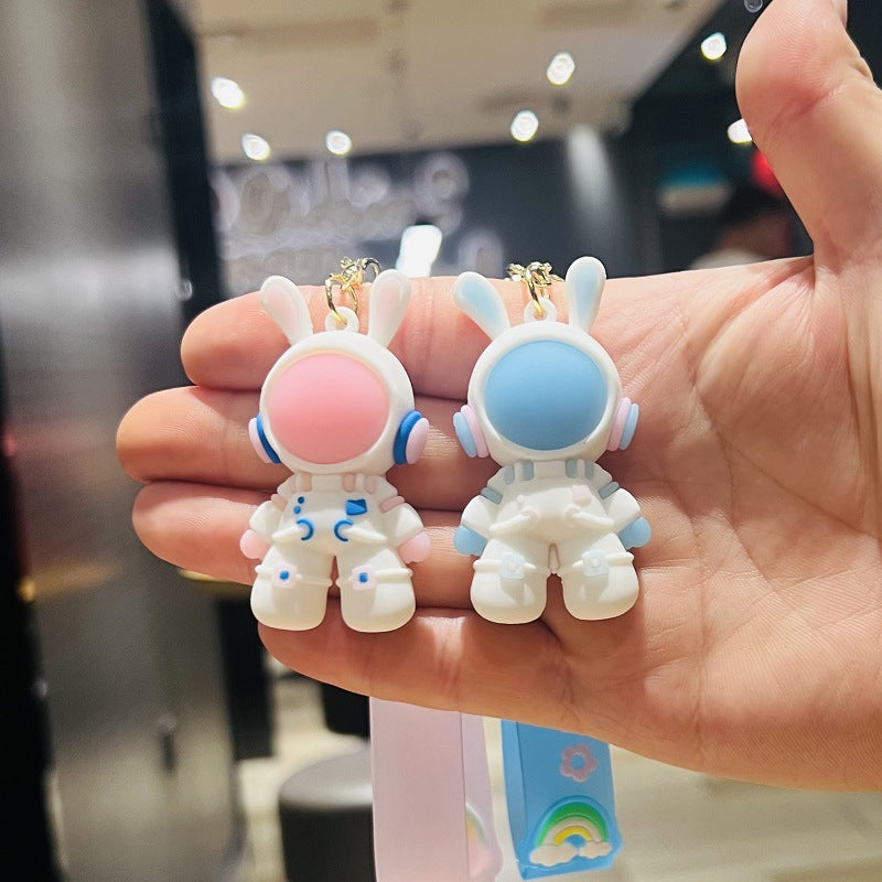 Internet-Famous Space Rabbit Keychain Bunny Astronaut Doll Bag Charm Car Key Ring Small Gift for Events M.72