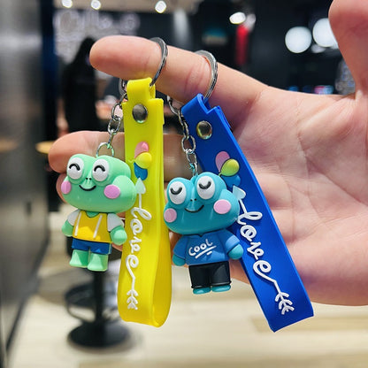 Cartoon Big-Eyed Frog Keychain 3D Doll Car Key Ring Accessory Couple Bag Charm Children's Gift M.72