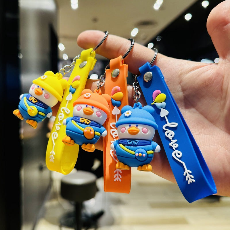 Wholesale of Cartoon Keychains 3D Figurines Duck-Shaped Backpack Charms Small Prizes & Gifts for Kindergarten Children M.72