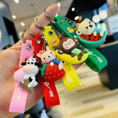 Wholesale of Cartoon Animal & Fruit Keychains Rabbit & Monkey Doll Bag Charms Cute Car Key Rings as Gifts M.72