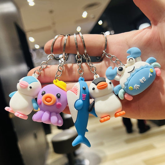Cartoon Ocean Series Keychain 3D Shark & Crab Doll Backpack Pendant - Perfect for Company Gifts & Kindergarten Rewards M.72