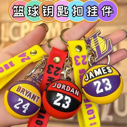 Wholesale of Creative 3D Basketball Keychains Replica Star-Player-Style Cartoon Pendants Car Key Rings Schoolbag Charms M.72