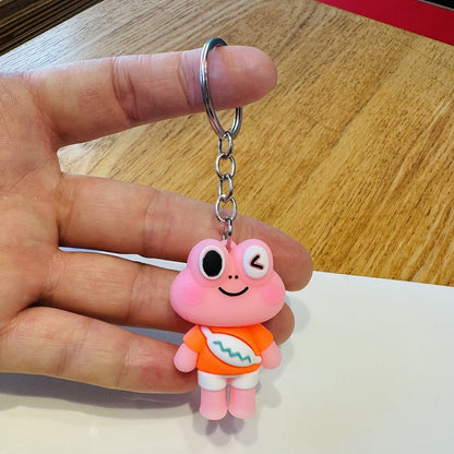 Wholesale of Cartoon Big-Eyed Frog Keychains Schoolbag Charms Car Key Rings Kindergarten Children's Prizes & Small Gifts M.72