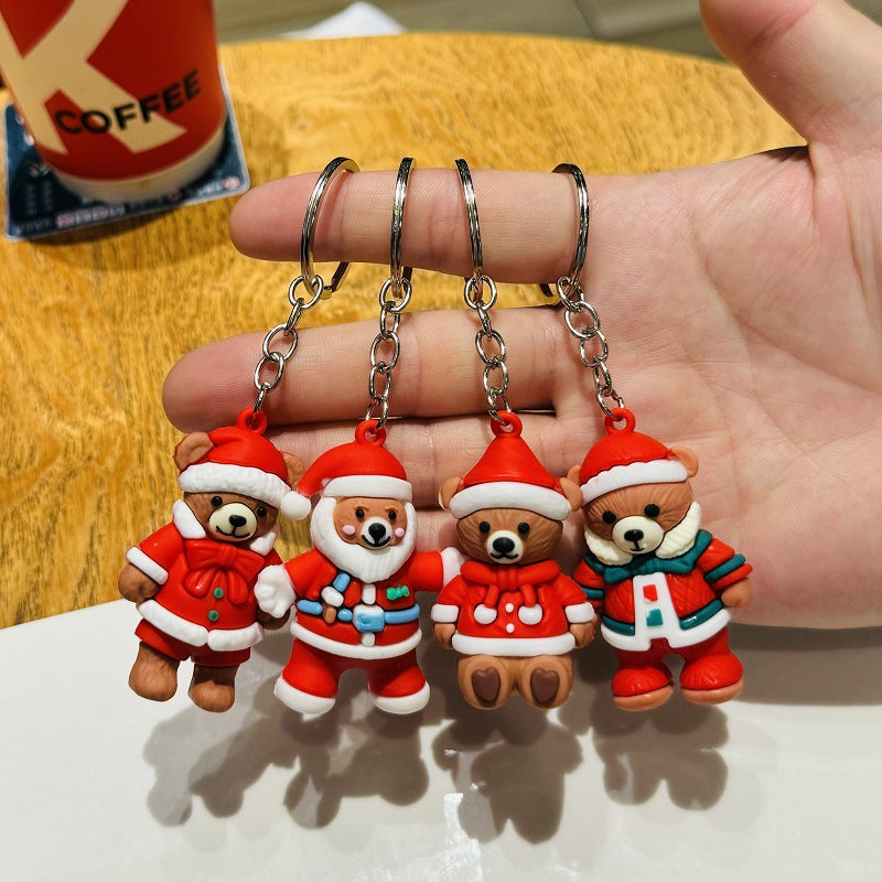 Christmas Keychains Cartoon Bear Bag Charms Small Gifts for Christmas Events Kindergarten Children's Prizes & Mall Promotions M.72