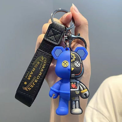 New-Style Punk Mechanical Bear Keychains Cartoon Pendants Half-Hollowed Violent Bear Car Key Rings Schoolbag Charms Gift Items M.72