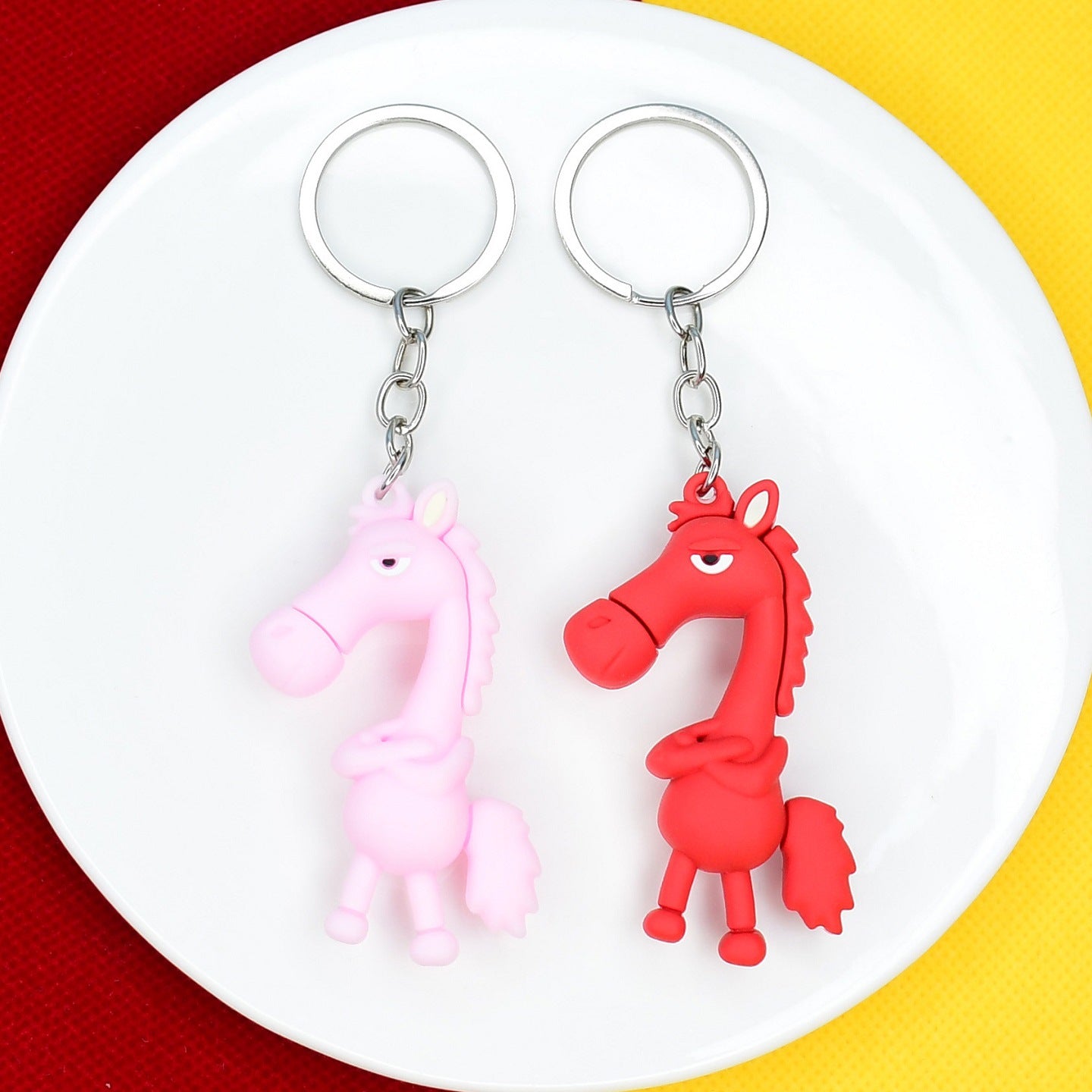 Viral Hit Cool-Styled Horse Keychain 3D Doll Year of the Horse Mascot Charm Car Key Ring Wholesale Gift M.72