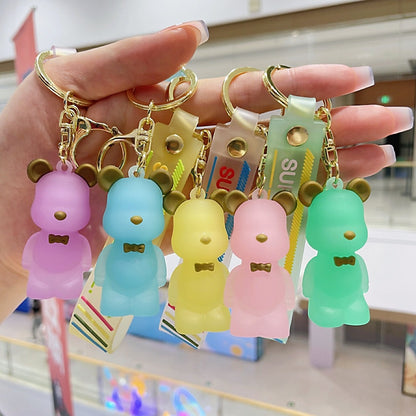 Wholesale of Internet-Famous Cartoon Crystal Bear Keychains Violent Bear Pendants Couple-Friendly Bag & Car Charms Stall Gifts M.72