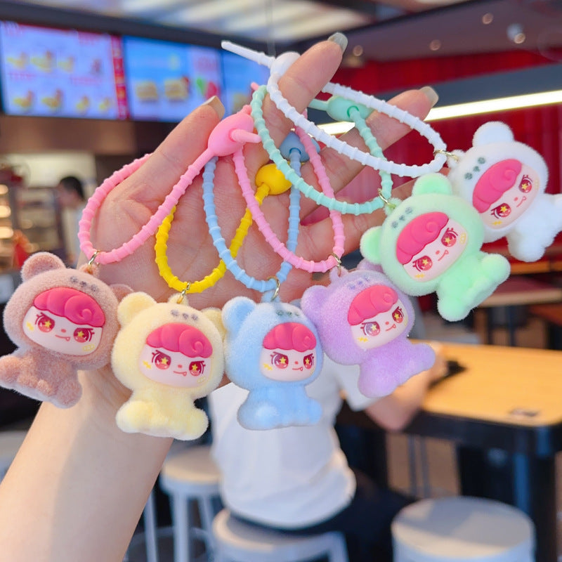 Cute Flocked Keychains Exquisite Ornaments Desktop Decorations Claw Machine Small Gifts and Pendants M.72