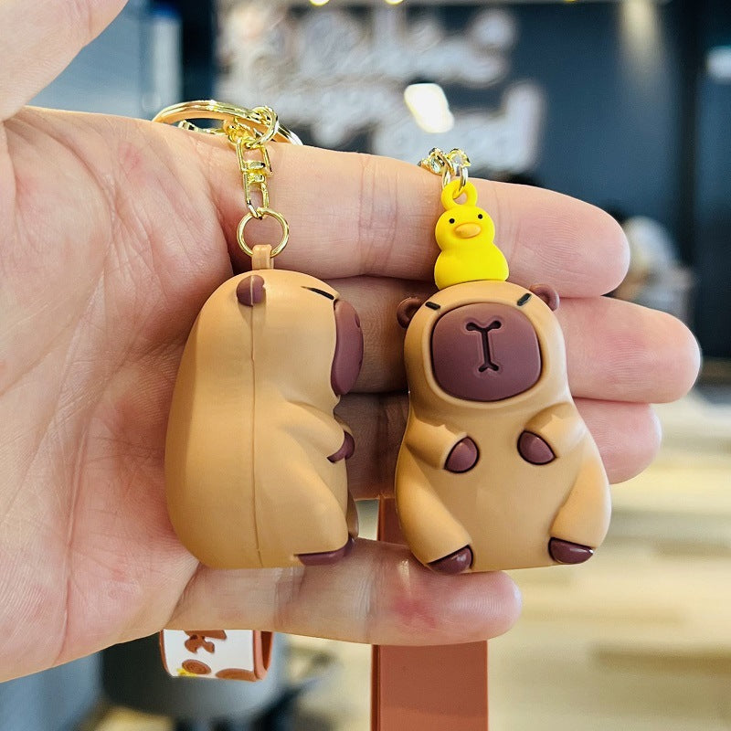 Internet-famous Capibara Keychain Exquisite Bag Charm PVC Soft Rubber Rope Car Key Ring Event Gift M.72