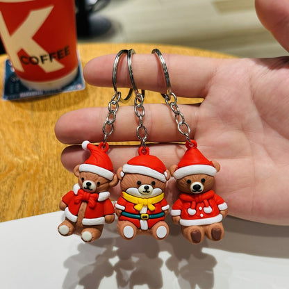 Christmas Keychains Cartoon Bear Bag Charms Small Gifts for Christmas Events Kindergarten Children's Prizes & Mall Promotions M.72