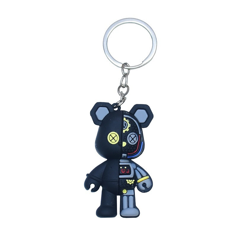 Wholesale of Cartoon Half-Section Mechanical Bear Keychains 3D Violent Bear Backpack Charms Car Key Rings Small Gifts M.72
