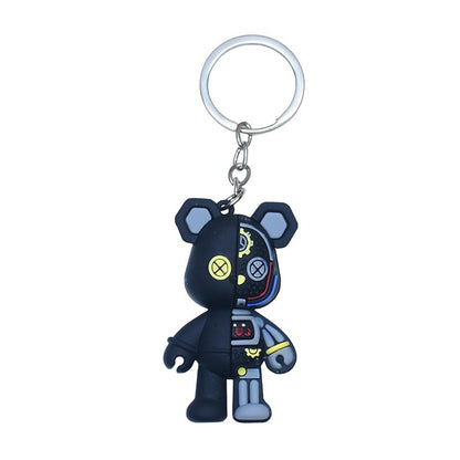Wholesale of Cartoon Half-Section Mechanical Bear Keychains 3D Violent Bear Backpack Charms Car Key Rings Small Gifts M.72