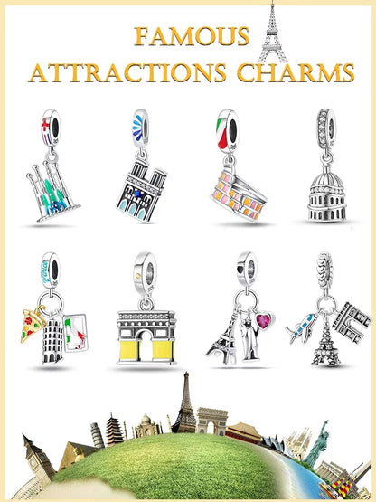 Original Design Charms Famous Attractions series pendant 925 Sliver Bracelet bead DIY Jewelry Gifts 912349723-C