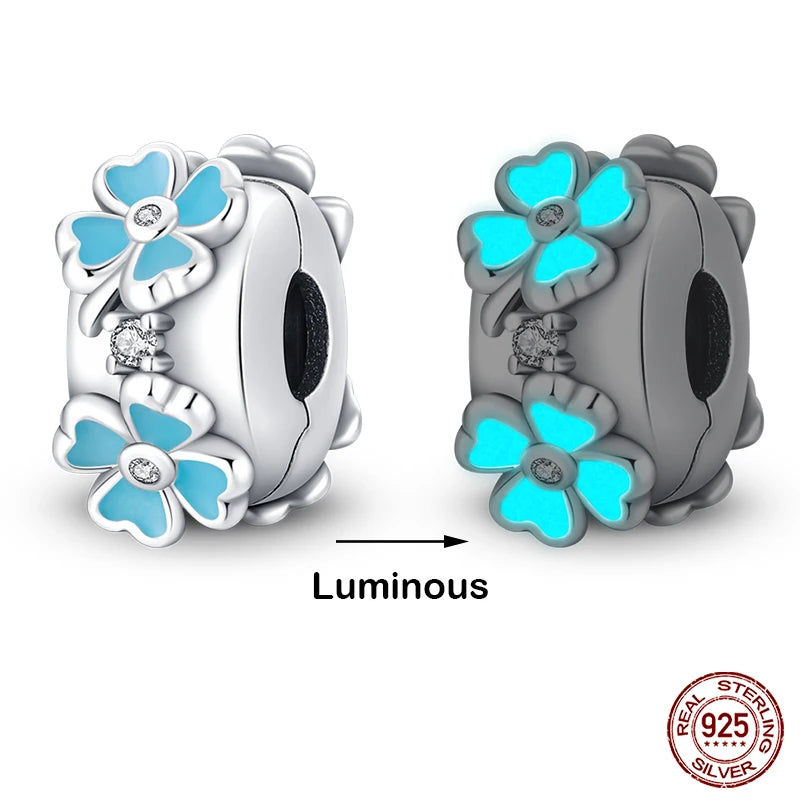 Glow in the dark  Firefly Honeybee Star  925 Silver Charms Beads  Original Bracelets Fine DIY Jewelry 912349723-200S