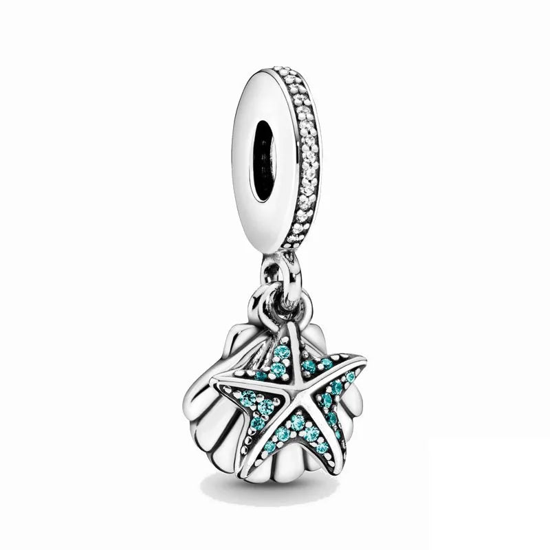 NEW Murano Glass Pink and Blue Sea Turtle Charm Fish Bead  Original Bracelet Fine DIY Jewelry 925 Sterling Silver 912349723-800S