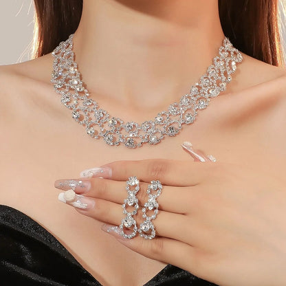 Rhinestone Earrings Necklace 3Pcs Jewelry Set ZT4000S