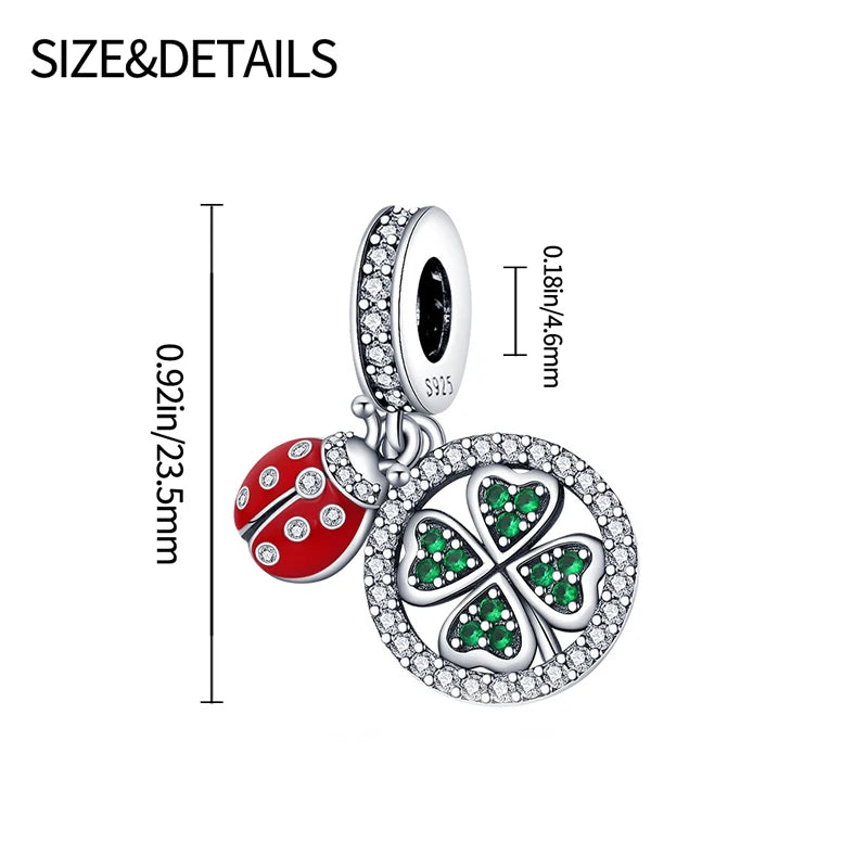 Lucky Four Leaf Clover Series Charms Beads  Original Bracelet Fine DIY Jewelry 925 Sterling Silver 912349723-500S