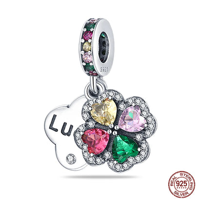 Lucky Four Leaf Clover Series Charms Beads  Original Bracelet Fine DIY Jewelry 925 Sterling Silver 912349723-500S