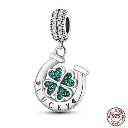 Lucky Four Leaf Clover Series Charms Beads  Original Bracelet Fine DIY Jewelry 925 Sterling Silver 912349723-500S