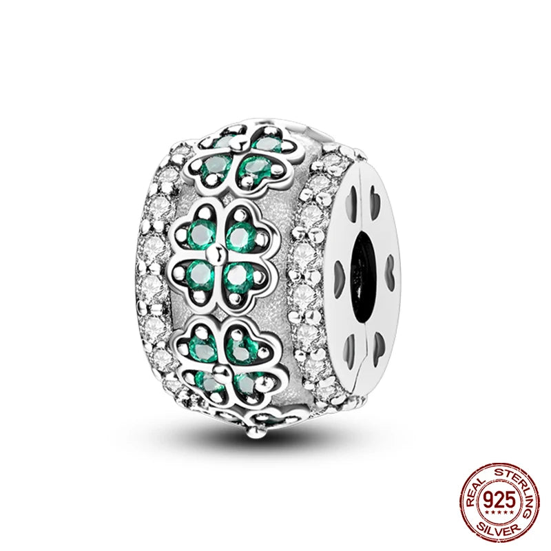 Lucky Four Leaf Clover Series Charms Beads  Original Bracelet Fine DIY Jewelry 925 Sterling Silver 912349723-500S