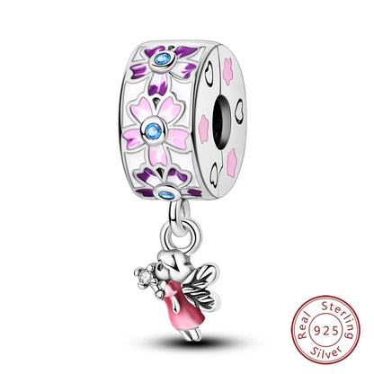 100%Silver Purple Color Series Charms Beads Original Bracelets DIY Jewelry 912349723-C