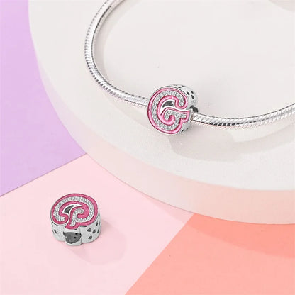 Romantic Pink 26 Letters DIY Love Charms Beads Original Bracelet Fine DIY Jewelry 925 Sterling Silver 912349723-L100S