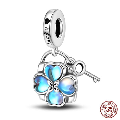 Lucky Four Leaf Clover Series Charms Beads  Original Bracelet Fine DIY Jewelry 925 Sterling Silver 912349723-500S