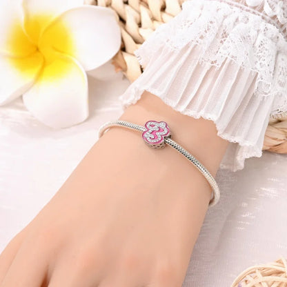 Romantic Pink 26 Letters DIY Love Charms Beads Original Bracelet Fine DIY Jewelry 925 Sterling Silver 912349723-L100S