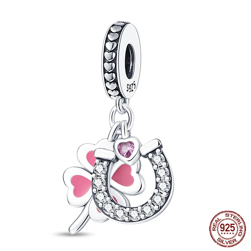 Lucky Four Leaf Clover Series Charms Beads  Original Bracelet Fine DIY Jewelry 925 Sterling Silver 912349723-500S