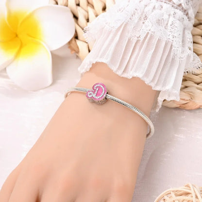 Romantic Pink 26 Letters DIY Love Charms Beads Original Bracelet Fine DIY Jewelry 925 Sterling Silver 912349723-L100S