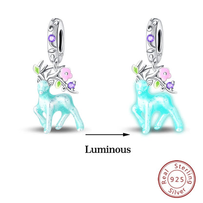 Glow in the dark  Firefly Honeybee Star  925 Silver Charms Beads  Original Bracelets Fine DIY Jewelry 912349723-200S