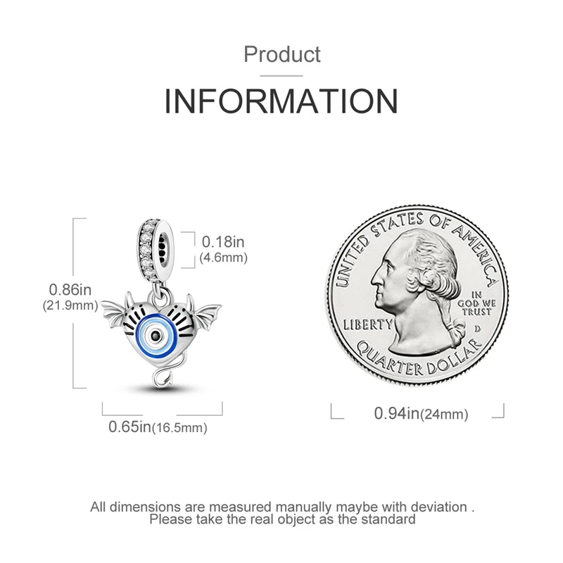 Classic Devil's Eye Charms Beads Original Bracelet Fine DIY Jewelry 925 Sterling Silver 912349723-700S