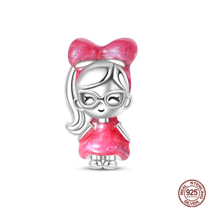 Fashion Pink Princess Skirt Bag Lipstick Charms Beads Original Bracelet Fine DIY Jewelry 925 Sterling Silver 912349723-900S