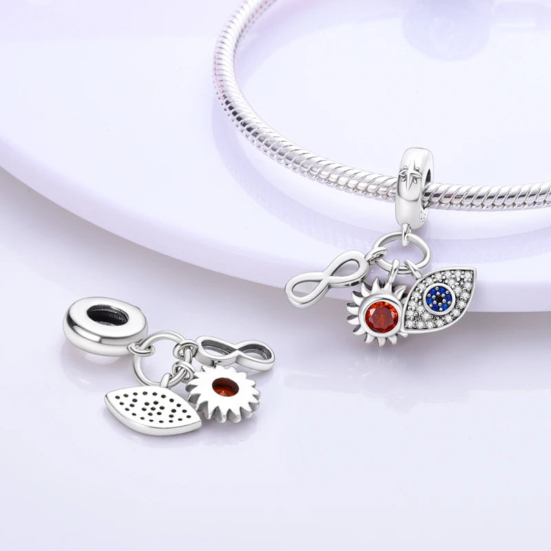 Classic Devil's Eye Charms Beads Original Bracelet Fine DIY Jewelry 925 Sterling Silver 912349723-700S