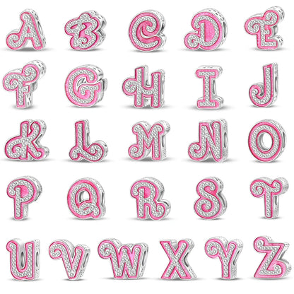 Romantic Pink 26 Letters DIY Love Charms Beads Original Bracelet Fine DIY Jewelry 925 Sterling Silver 912349723-L100S