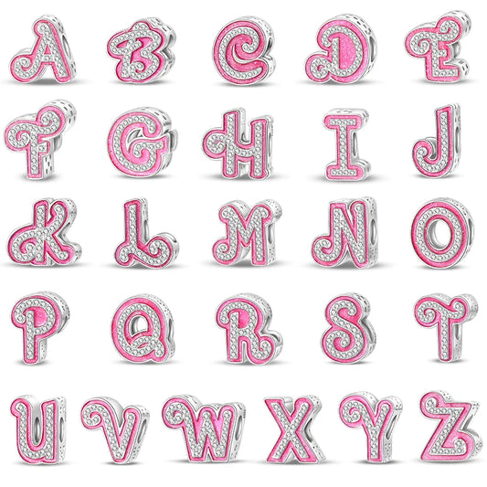 Romantic Pink 26 Letters DIY Love Charms Beads Original Bracelet Fine DIY Jewelry 925 Sterling Silver 912349723-L100S