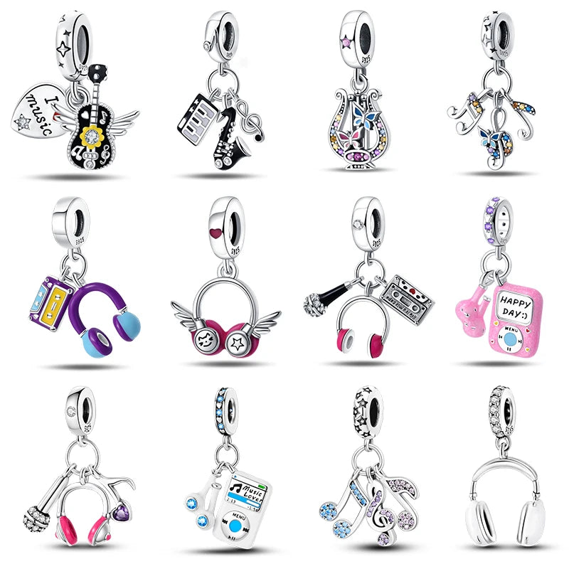 Fashion 925 Sterling Silver Music Series Charms Beads  Original Bracelet Fine DIY Jewelry 912349723-C