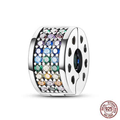 Shining Colorful Heart Charms Beads  Original 925Silver Bracelet Exquisite DIY Jewelry Gift 912349723-300S