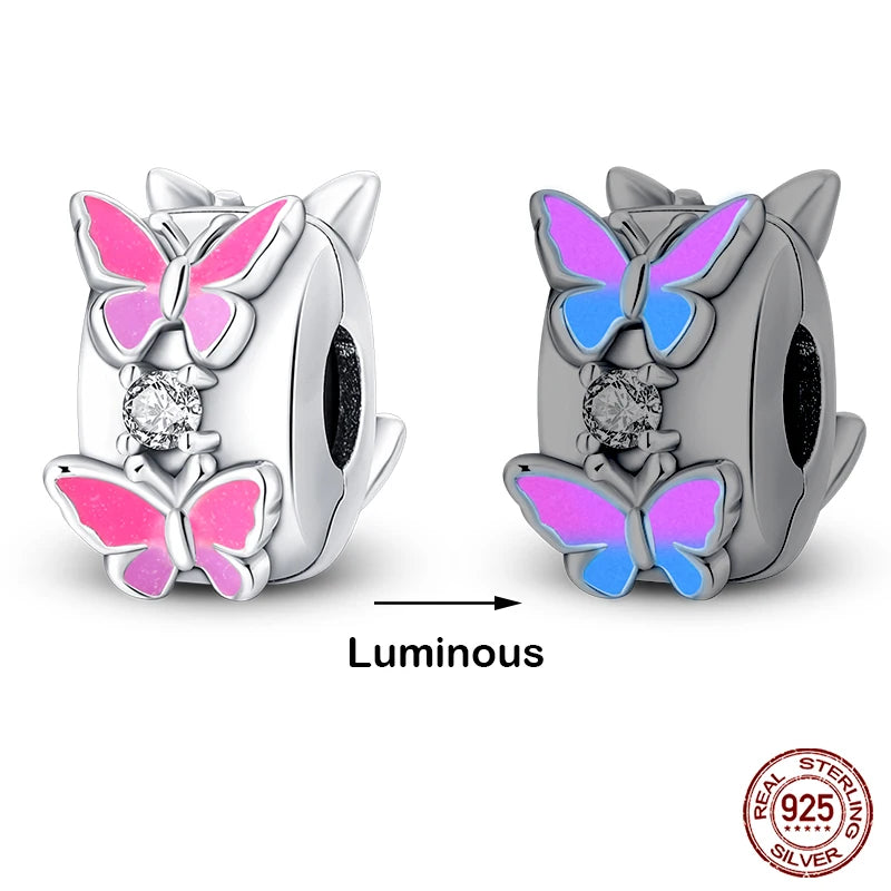 Glow in the dark  Firefly Honeybee Star  925 Silver Charms Beads  Original Bracelets Fine DIY Jewelry 912349723-200S