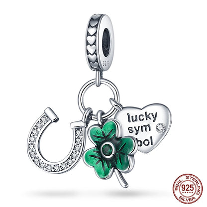 Lucky Four Leaf Clover Series Charms Beads  Original Bracelet Fine DIY Jewelry 925 Sterling Silver 912349723-500S
