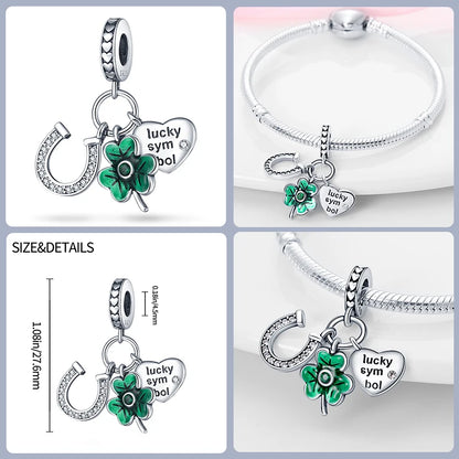 Lucky Four Leaf Clover Series Charms Beads  Original Bracelet Fine DIY Jewelry 925 Sterling Silver 912349723-500S