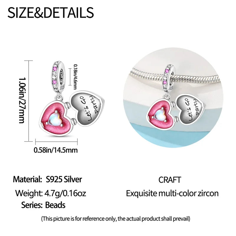 Fashion Pink Princess Skirt Bag Lipstick Charms Beads Original Bracelet Fine DIY Jewelry 925 Sterling Silver 912349723-900S