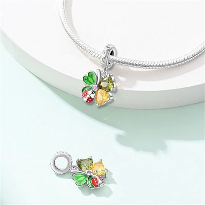 Lucky Four Leaf Clover Series Charms Beads  Original Bracelet Fine DIY Jewelry 925 Sterling Silver 912349723-500S