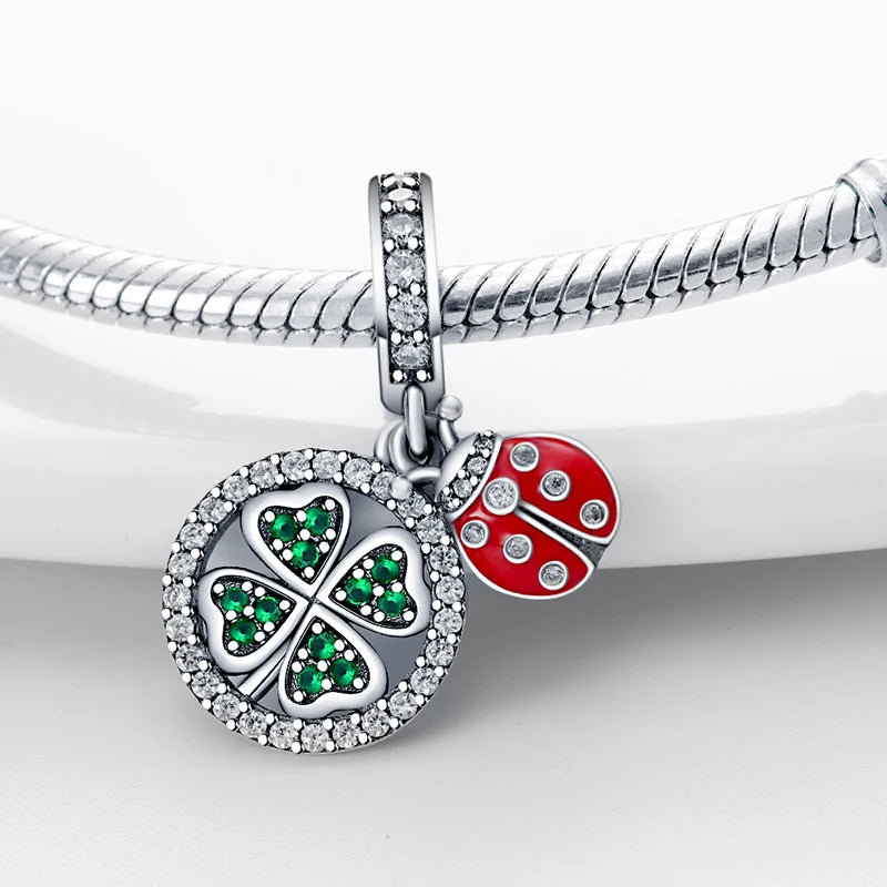 Lucky Four Leaf Clover Series Charms Beads  Original Bracelet Fine DIY Jewelry 925 Sterling Silver 912349723-500S