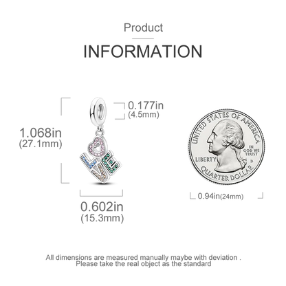 Shining Colorful Heart Charms Beads  Original 925Silver Bracelet Exquisite DIY Jewelry Gift 912349723-300S